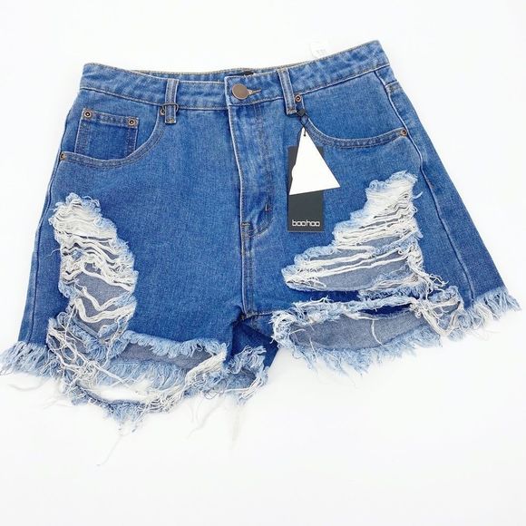 Boohoo Pants - Boohoo Jenna High Rise Denim Mom Shorts 6